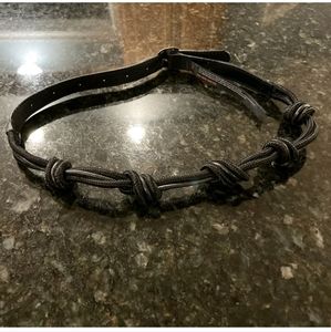Free People Black Leather Belt with Knot Details-New